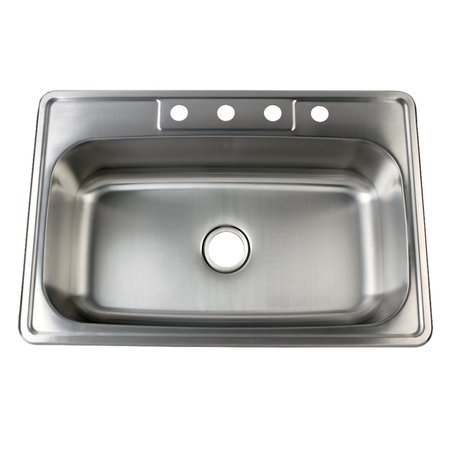 GOURMETIER GKTS332290 Drop-in Single Bowl Kitchen Sink, Brushed GKTS332290